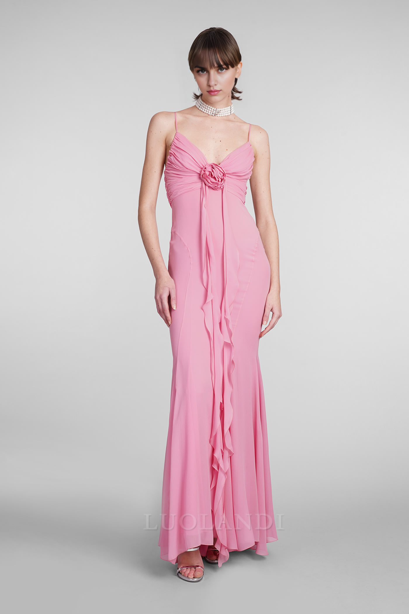 Luolandi Charming Rose-pink Long Prom Dress Formal Dress Elegant Evening Party Dress