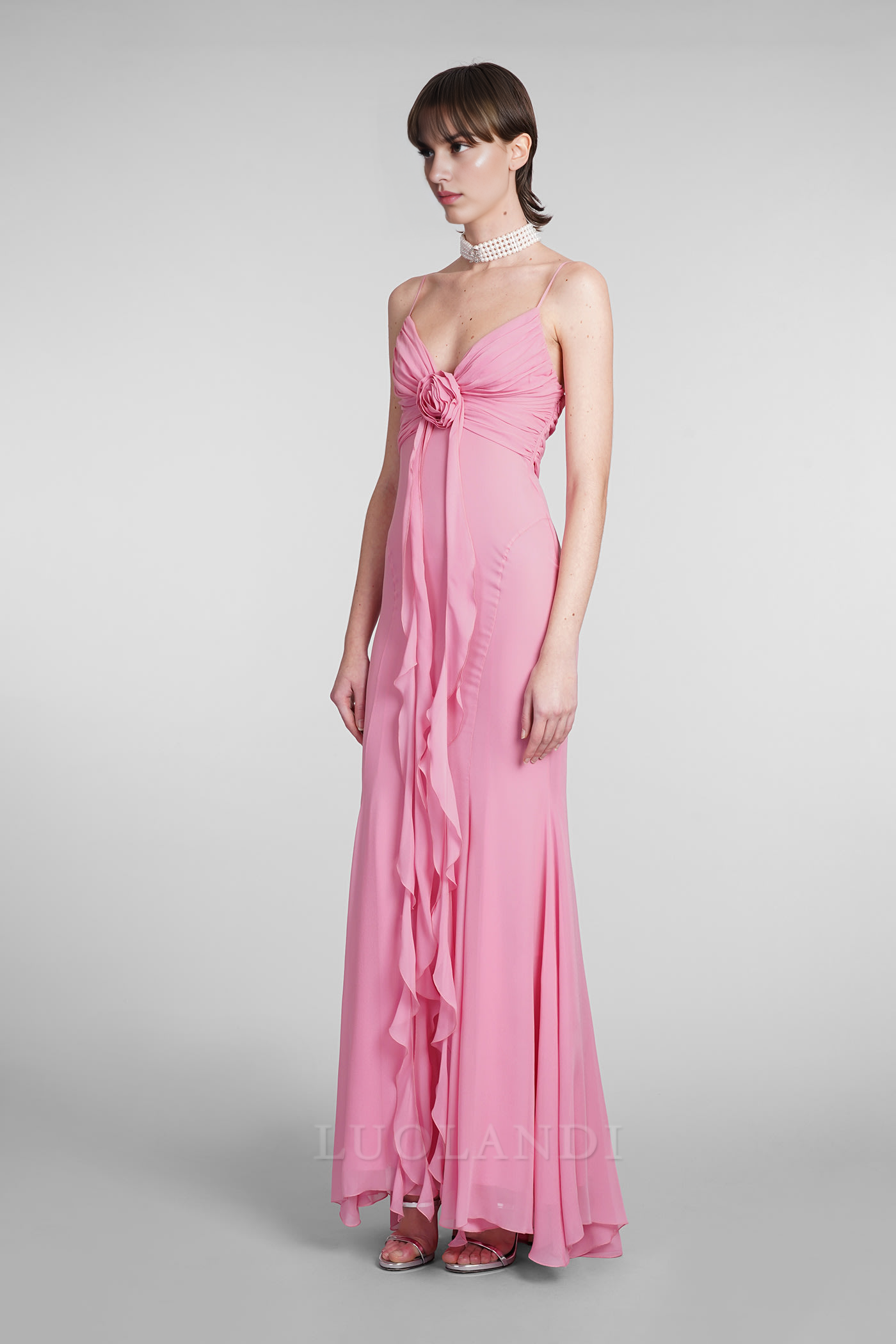 Luolandi Charming Rose-pink Long Prom Dress Formal Dress Elegant Evening Party Dress