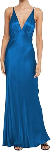 Luolandi Dress Yellow Sheath V-neck Long Prom Dress Satin Wedding Guest Dress Simple Party Dress