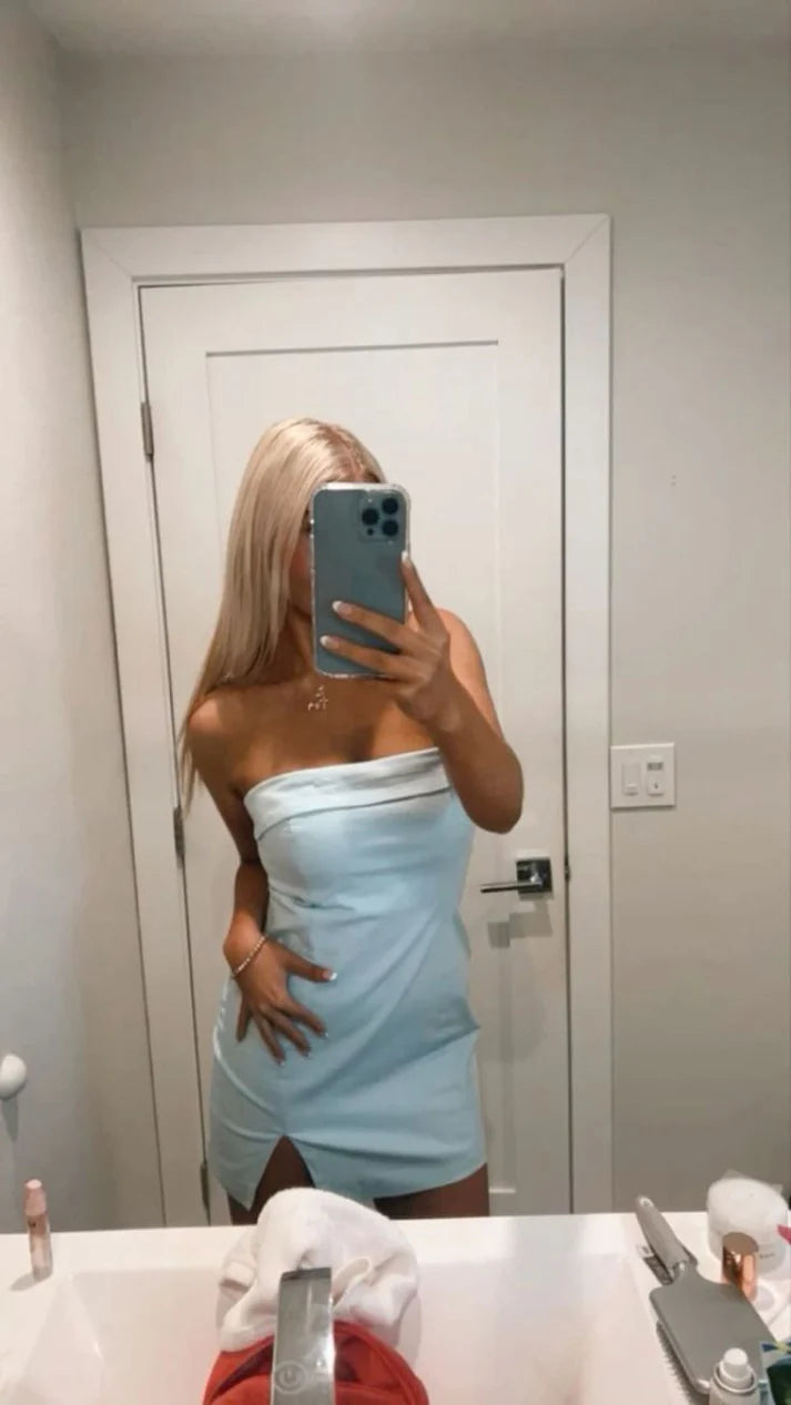 Luolandi Sweet Sheath Strapless Short Prom Dress Charming Homecoming Dress Lovely Graduation Dress Cute Birthday Party Dress