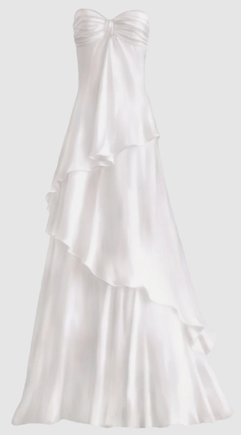 Luolandi A-Line Satin Strapless Long Prom Dress Birthday Outfits Elegant Evening Party Dress