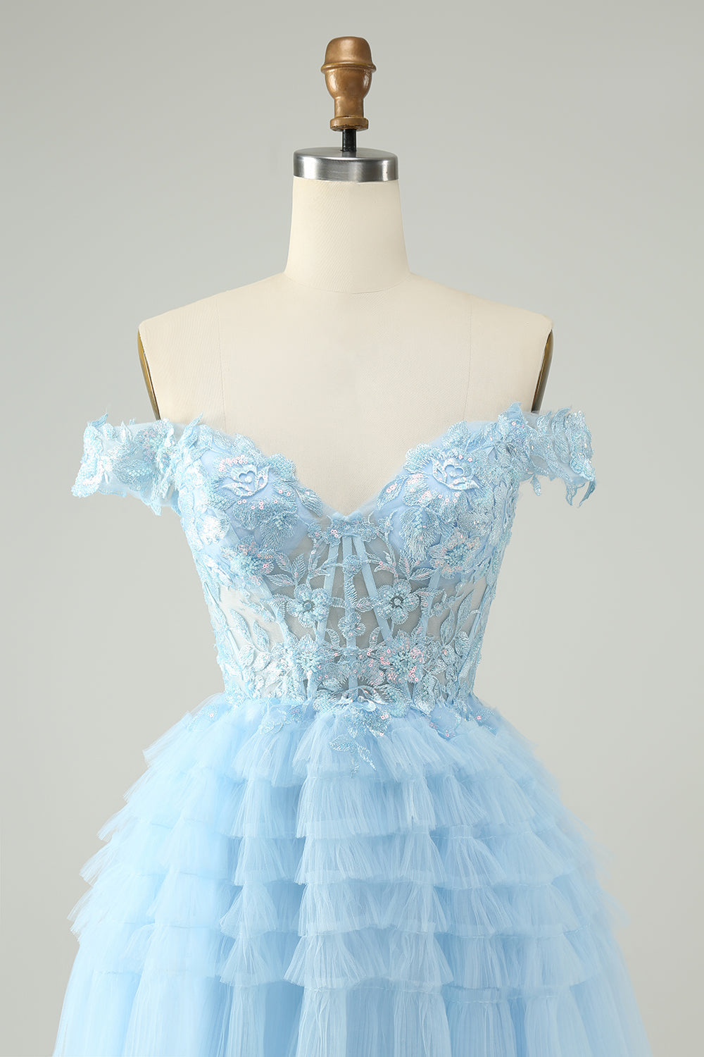 Luolandi Sparkly A Line Off The Shoulder Corset Tulle Homecoming Dress with Sequins Party Dress