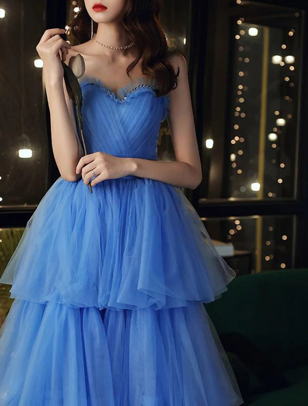 Luolandi Ball Gown Prom Dresses Maxi Dress Wedding Party Floor Length Sleeveless Strapless Party Wear