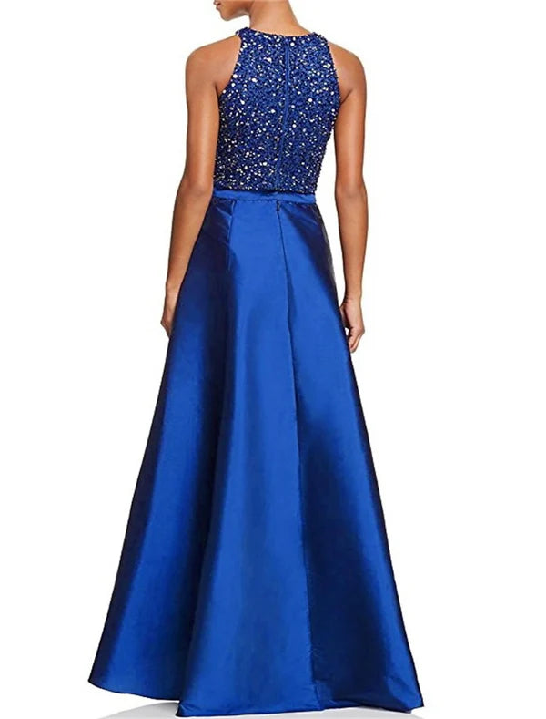 Luolandi A-Line Wedding Guest Dresses Sparkle Black Dress Plus Size Party Wear Semi Formal Asymmetrical Sleeveless Evening Dress