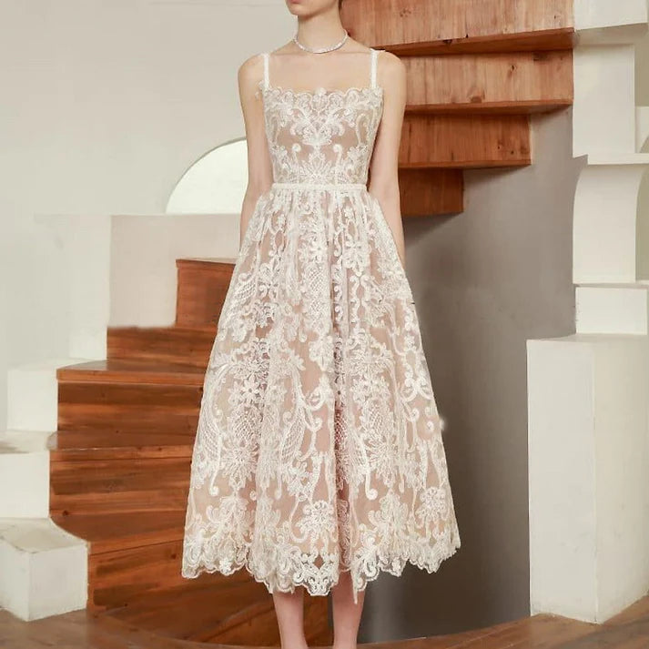 Luolandi Elegant A Line Sleeveless Lace Prom Dress Charming Cocktail Dresses Chic Graduation Dress