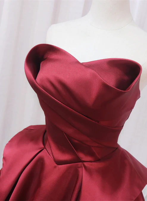 Luolandi Wine Red Satin Long Party Dress A-line Prom Dress Off Shoulder Elegant Evening Dress