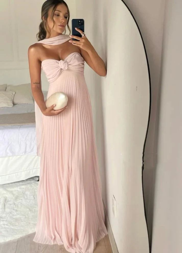 Luolandi Sweetheart A-Line Pleated Long Prom Dress Elegant Wedding Guest Dress Charming Evening Party Dress