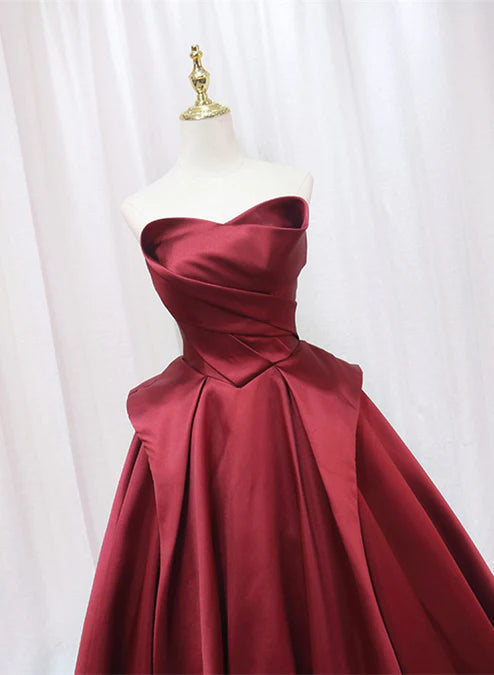 Luolandi Wine Red Satin Long Party Dress A-line Prom Dress Off Shoulder Elegant Evening Dress