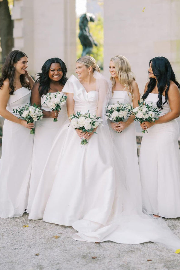 Luolandi Elegant A-Line One Shoulder Satin Wedding Dresses Beautiful