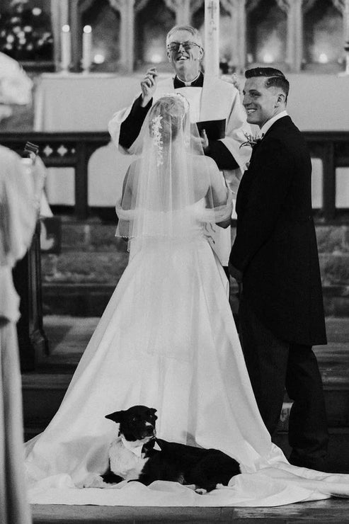 Luolandi A-Line Satin Off the Shoulder Wedding Dresses Solid Color Elegant