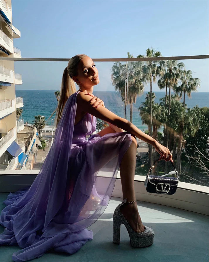 Luolandi Elegant Lilac Long Prom Dress Party Evening Gowns Charming Formal Dress