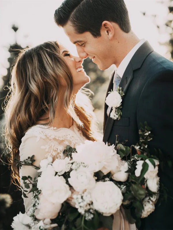 Luolandi Romantic Tulle Wedding Dresses A-line Long Sleeves Bridal Gowns Elegant