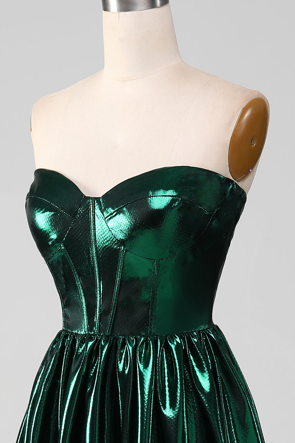Luolandi Glitter Dark Green Corset Metallic Long Prom Dress Off Shoulder Sexy Evening Dress