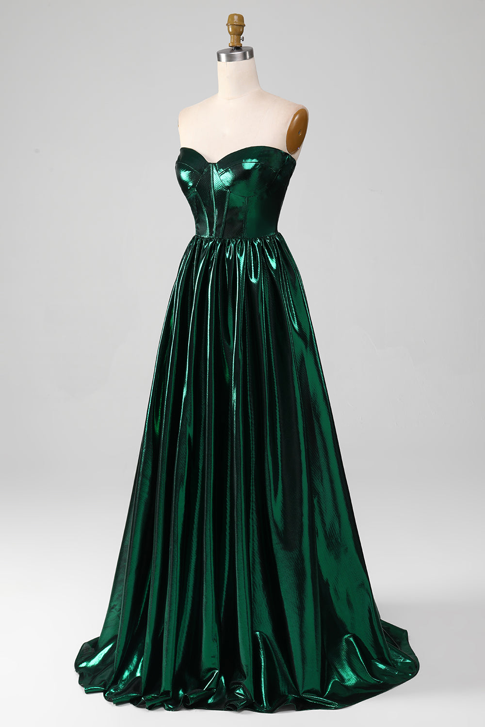 Luolandi Glitter Dark Green Corset Metallic Long Prom Dress Off Shoulder Sexy Evening Dress