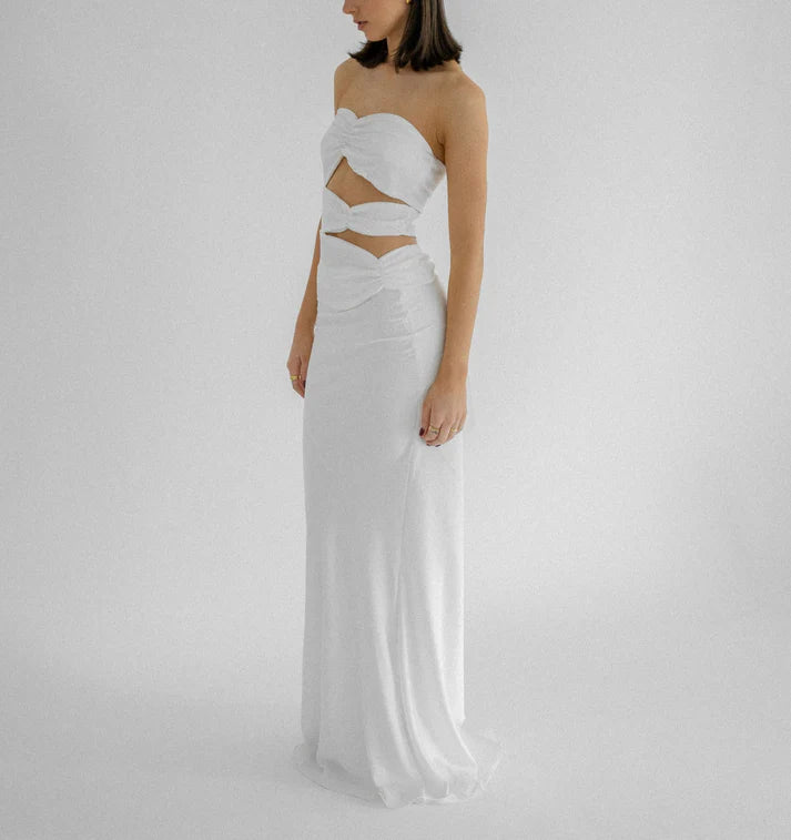 Luolandi Black Strapless Satin Classy Simple Long Party Dress Off Shoulder Evening Dress Formal Dress