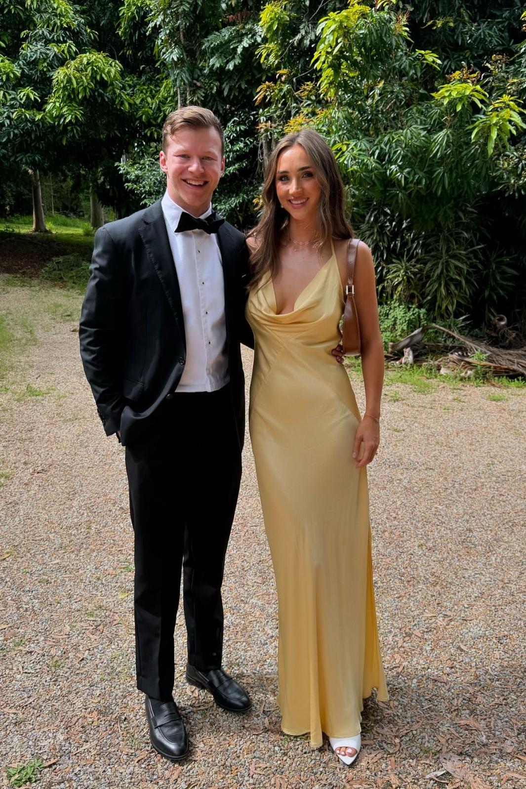 Luolandi Cowl Neck Yellow Soft Satin Sheath Bridesmaid Dress Charming Evening Party Dress