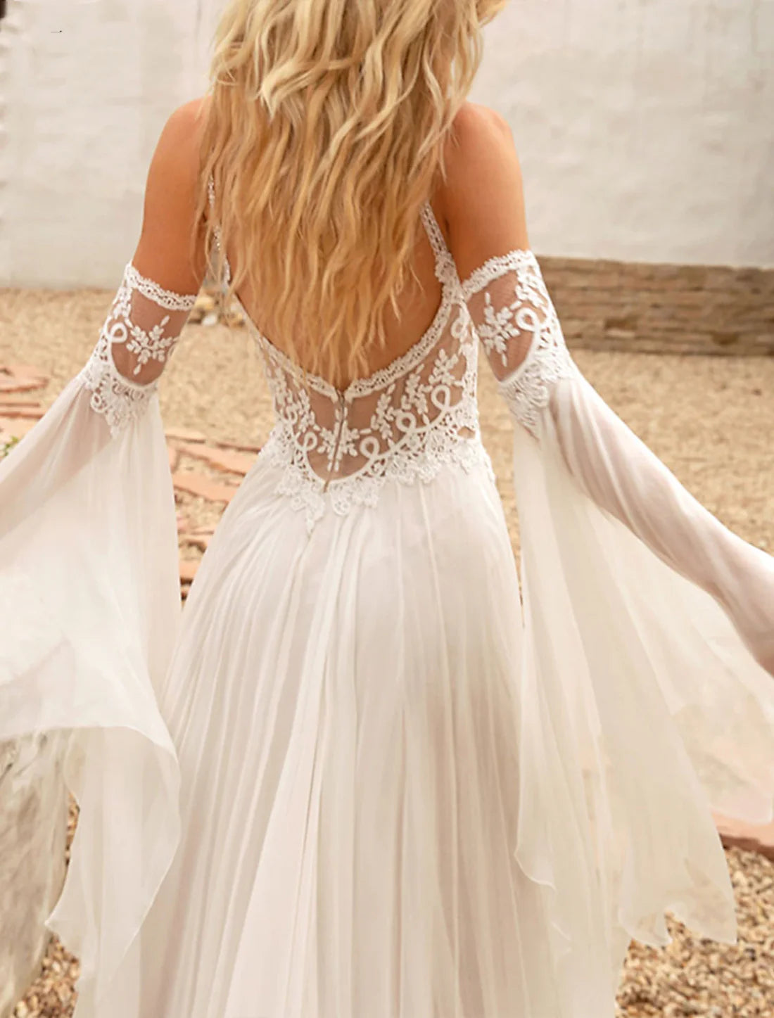 Luolandi Open Back Little Dresses Wedding Dresses A-Line Camisole Sleeveless Asymmetrical Chiffon Bridal Gowns With Embroidery