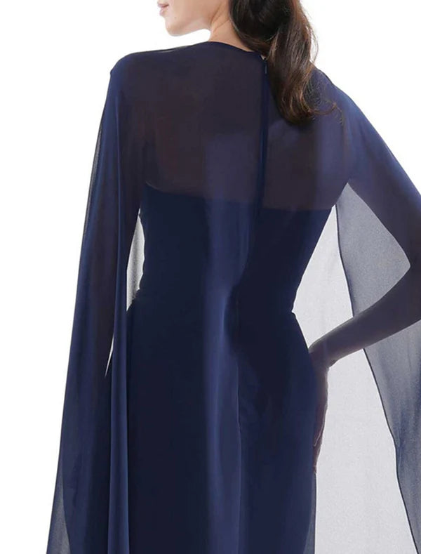 Luolandi Sheath / Column Cocktail Dresses Elegant Dress Wedding Guest Cocktail Party Knee Length Sleeveless V Neck Chiffon with Ruffles Appliques Mother of the Bride Dress