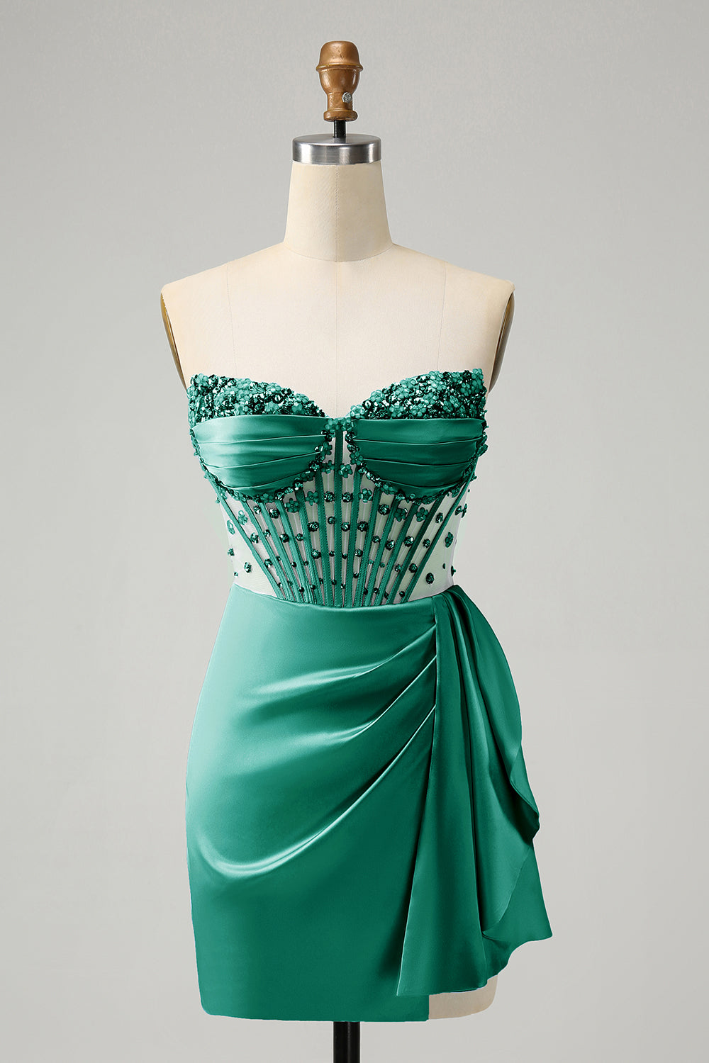 Luolandi Sparkly Blue Bodycon Sweetheart Corset Homecoming Dress With Beading Party Dress