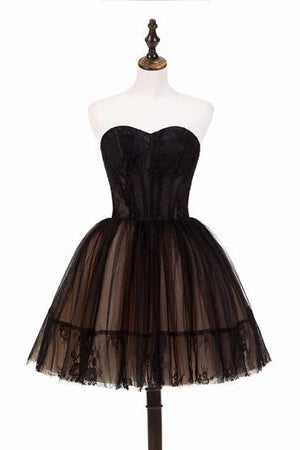 Luolandi A line Strapless Tulle Homecoming Dress Off Shoulder Sexy Cocktail Dress