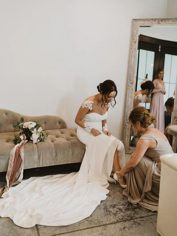 Luolandi Elegant Illusion Backless Mermaid Wedding Dresses Long Sleeves Bridal Gowns Sexy