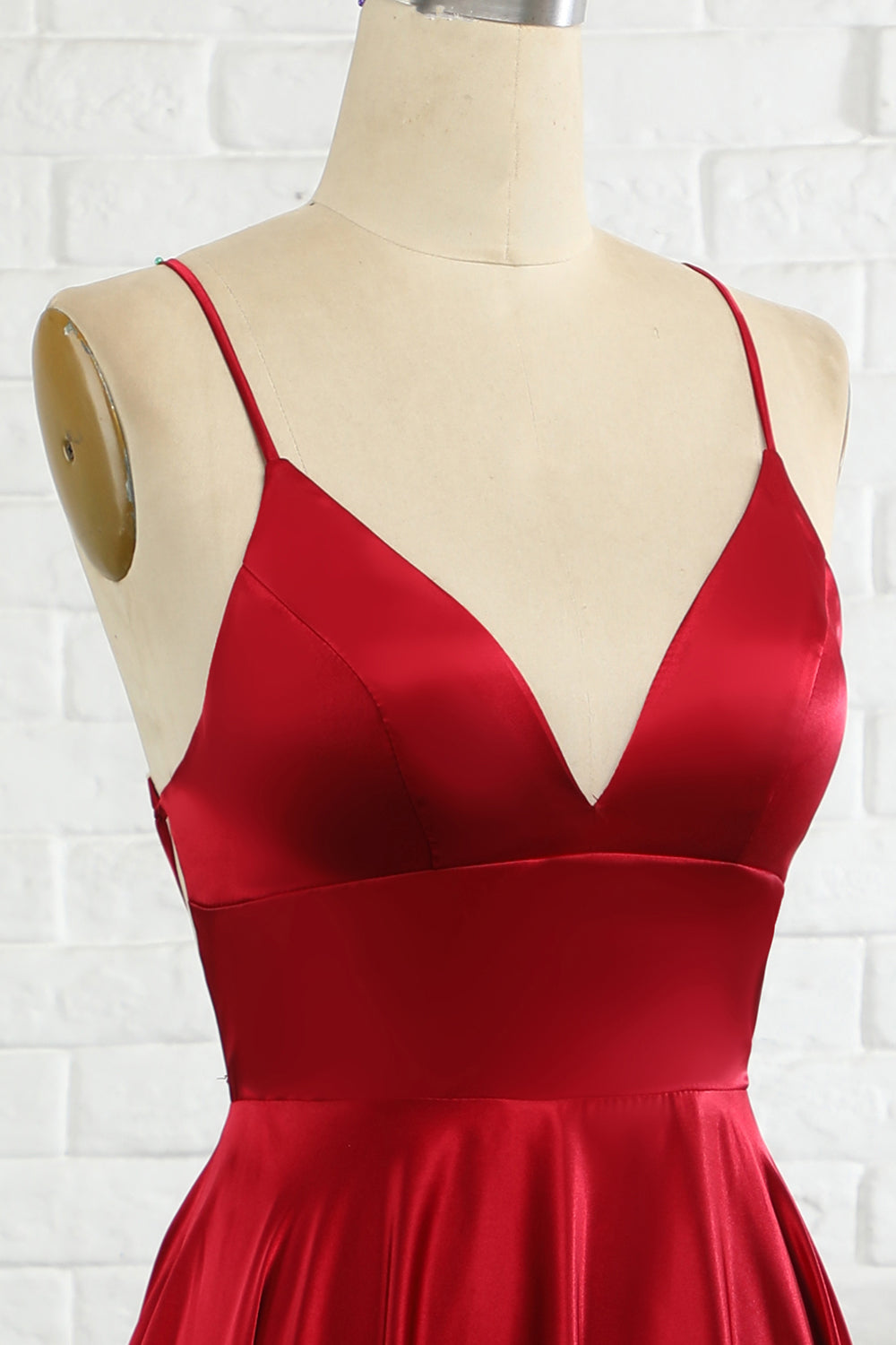 Luolandi Simple A Line Spaghetti Straps Burgundy Long Prom Dress With Cirss Cross Back Sexy Evening Dress