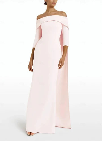 Luolandi Sheath / Column Evening Gown Off Shoulder Solid Color Elegant Formal Dress