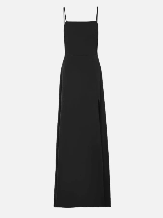 Luolandi Open-back maxi dress Sexy Evening Dress Black Party Dress Solid Color Formal Dress With Slit