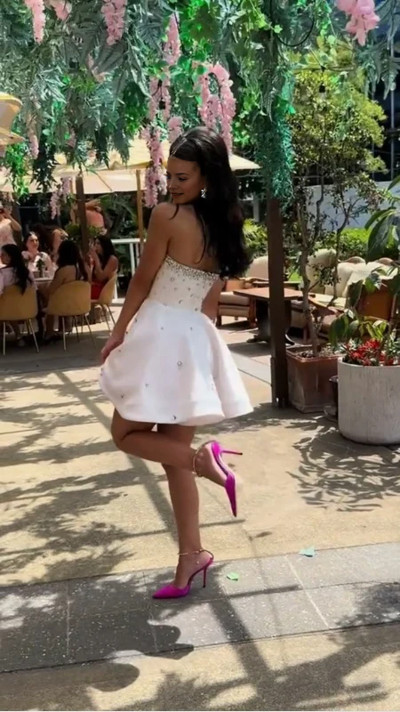 Luolandi A-Line Strapless Short Prom Dress Lovely Homecoming Dress Chic Graduation Dress Birthday Party Dress