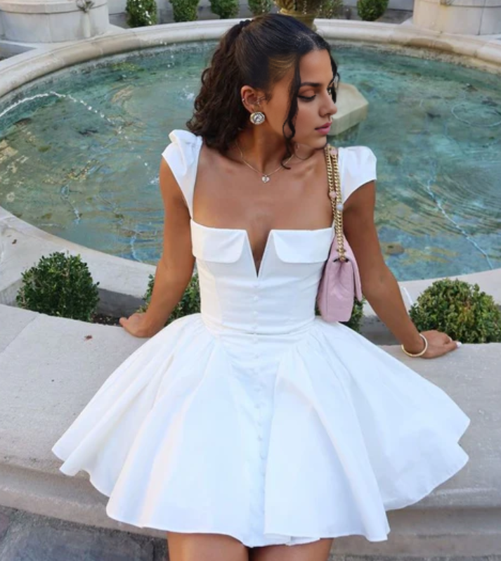 Luolandi Fashion A Line Short Prom Dress Simple Homecoming Dress Cute Graduation Dress Birthday Party Dress