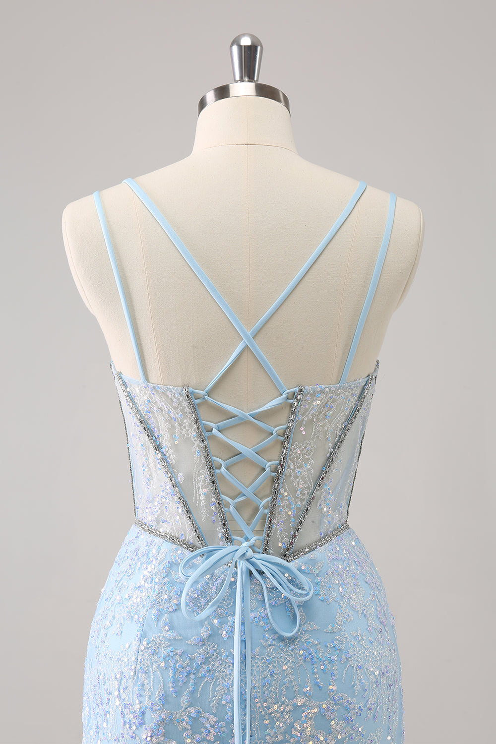 Luolandi Glitter Dark Green Corset Spaghetti Straps Short Tight Homecoming Dresses Sparkly Party Dress