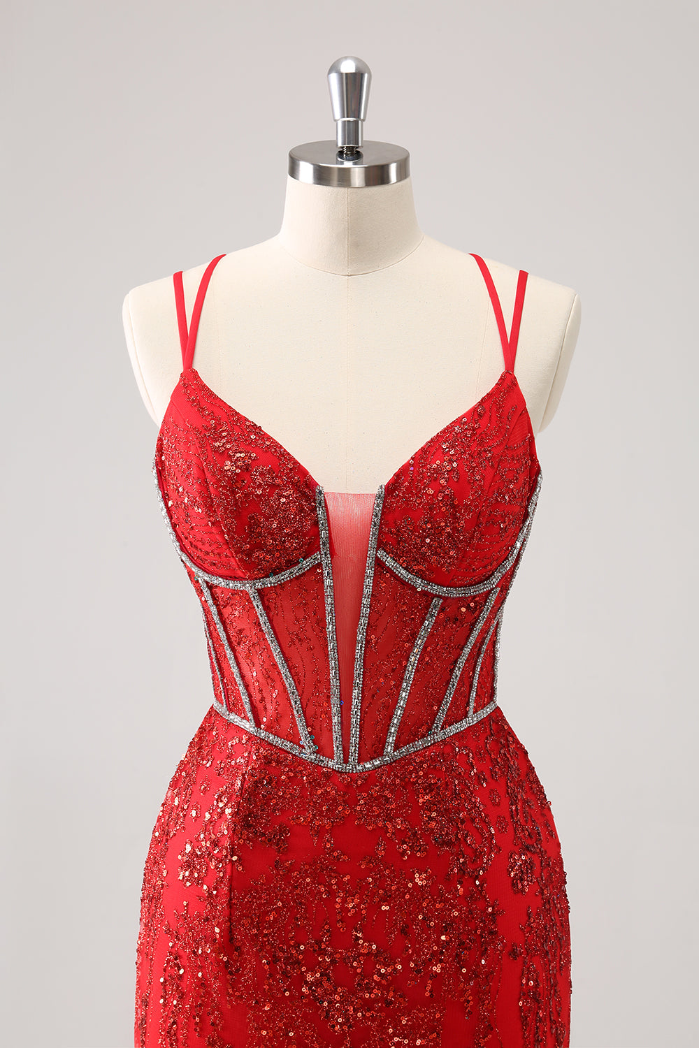 Luolandi Glitter Dark Green Corset Spaghetti Straps Short Tight Homecoming Dresses Sparkly Party Dress