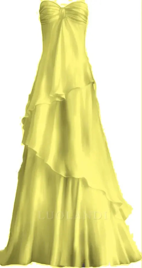 Luolandi A-Line Satin Strapless Long Prom Dress Birthday Outfits Elegant Evening Party Dress