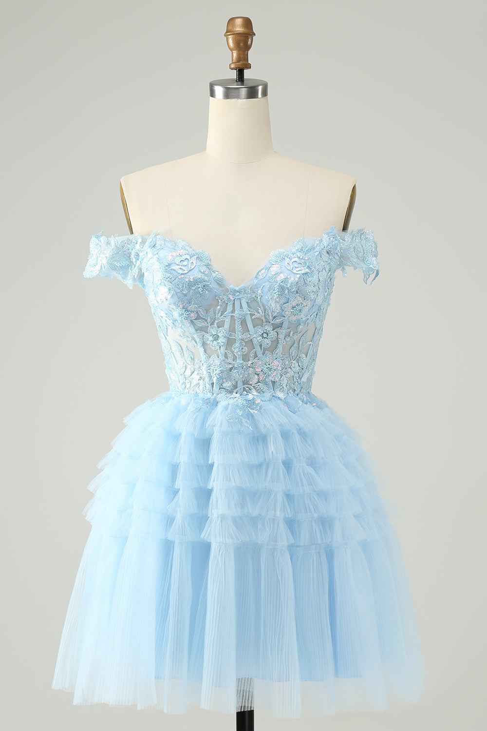 Luolandi Sparkly A Line Off The Shoulder Corset Tulle Homecoming Dress with Sequins Party Dress