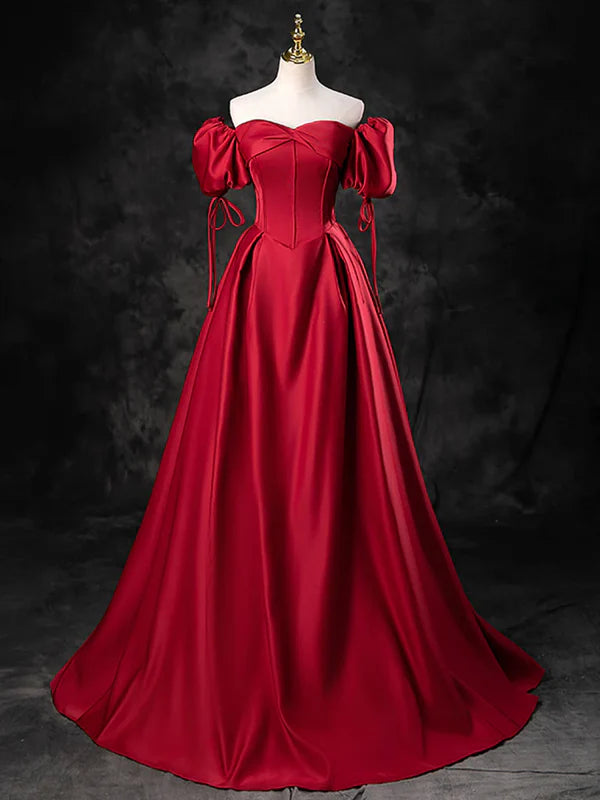 Luolandi A-Line Sweetheart Neck Burgundy Long Prom Dress Formal Dress Evening Dress