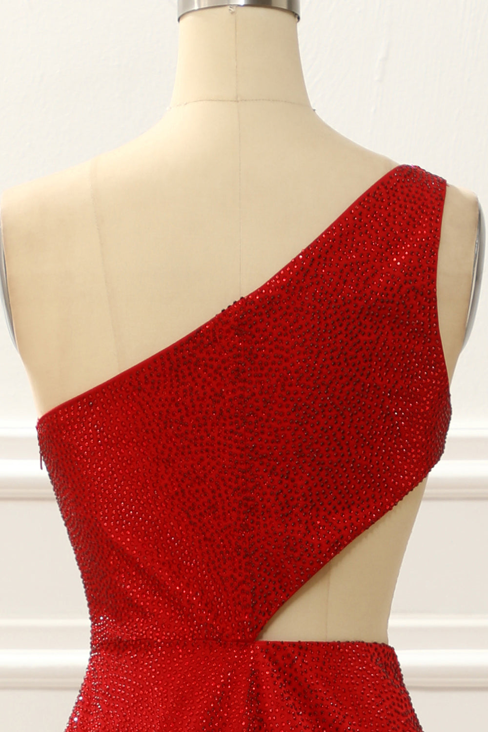 Luolandi One Shoulder Red Mermaid Prom Dress With Hollow-Out Sexy Evening Dress