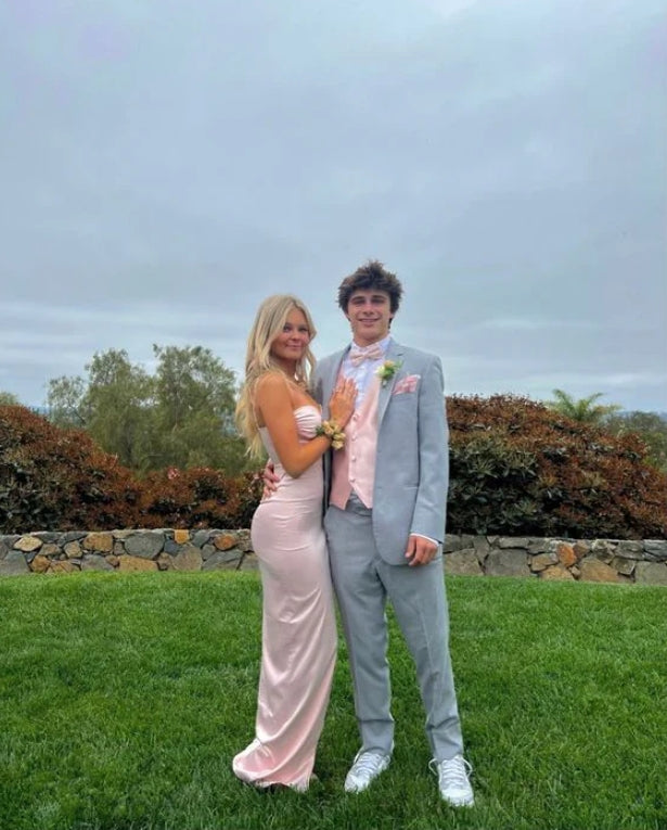 Luolandi Sweetheart Straps Sheath Satin Prom Dress Long Evening Party Dress Formal Dress With Slit