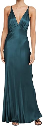 Luolandi Dress Yellow Sheath V-neck Long Prom Dress Satin Wedding Guest Dress Simple Party Dress