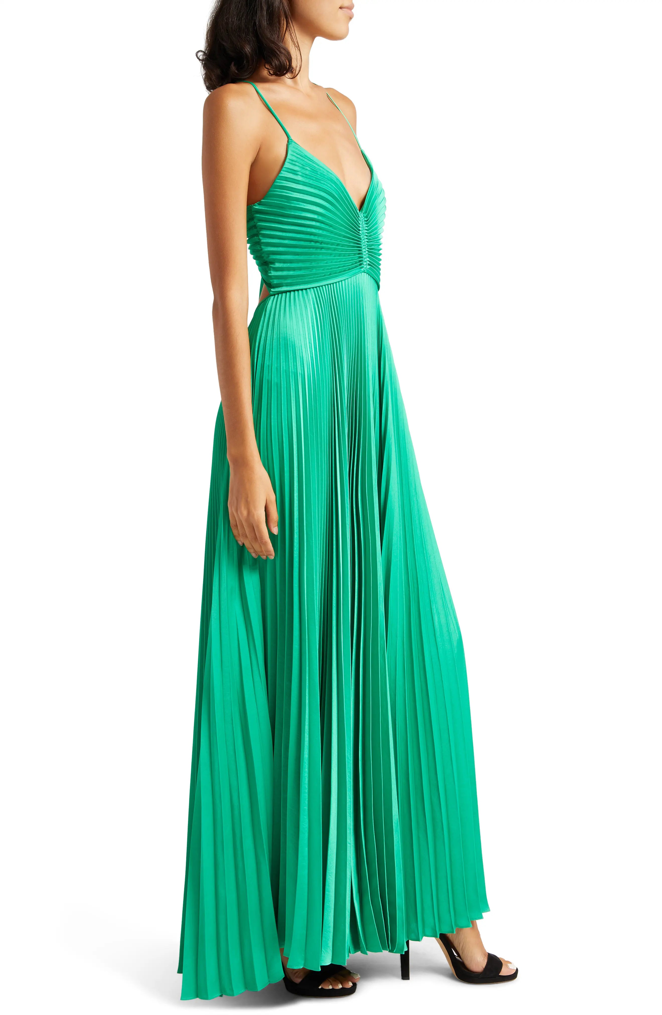 Luolandi Elegant Green Long Pleated Prom Dress Charming Evening Party Dress Formal Dress