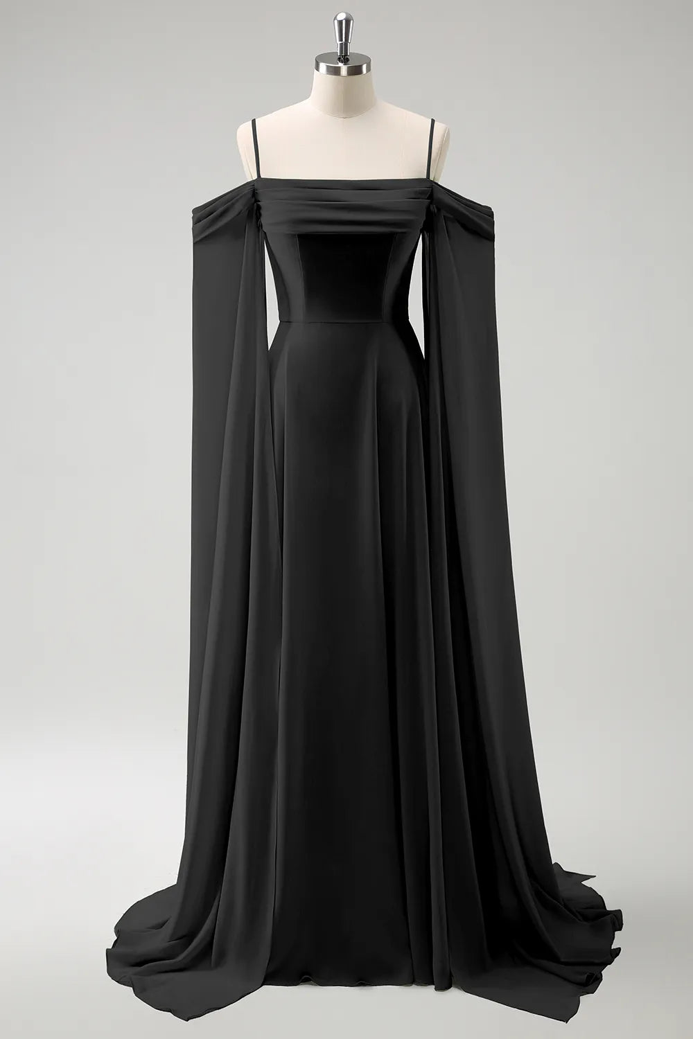 Luolandi Light Green Cold Shoulder A-Line Chiffon Watteau Train Bridesmaid Dress Charming Evening Party Dress Formal Dress