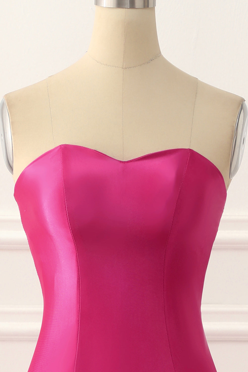 Luolandi Fuchsia Satin Mermaid Prom Dress With Split Front Off Shoulder Sexy Evening Dress