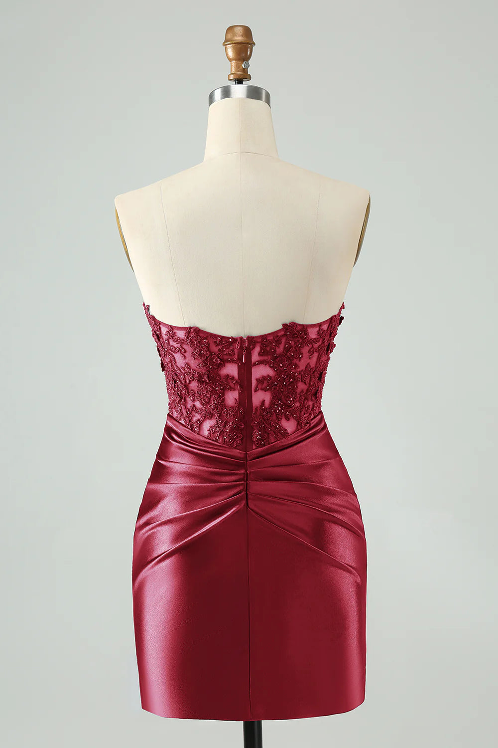 Luolandi Strapless Navy Lace Hollow Out Tight Homecoming Dress Sexy Party Dress