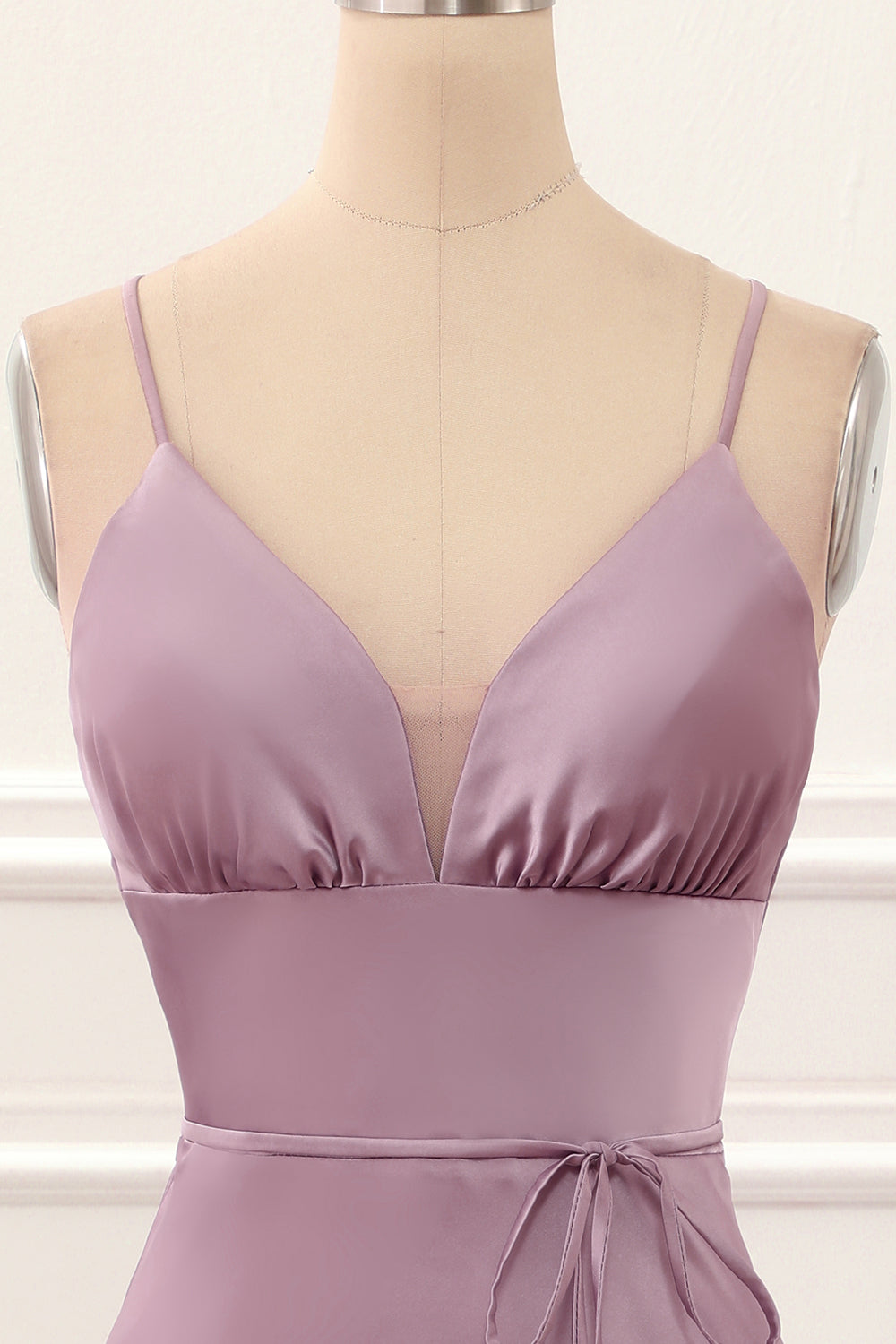 Luolandi Satin Spaghetti Straps Short Bridesmaid Dress Sexy Party Dress Solid Color