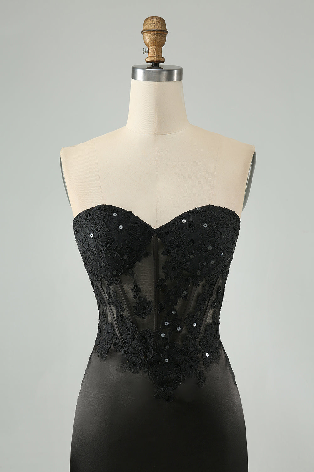 Luolandi Sparkly Black Bodycon Sweetheart Corset Homecoming Dress With Appliques Sexy Party Dress