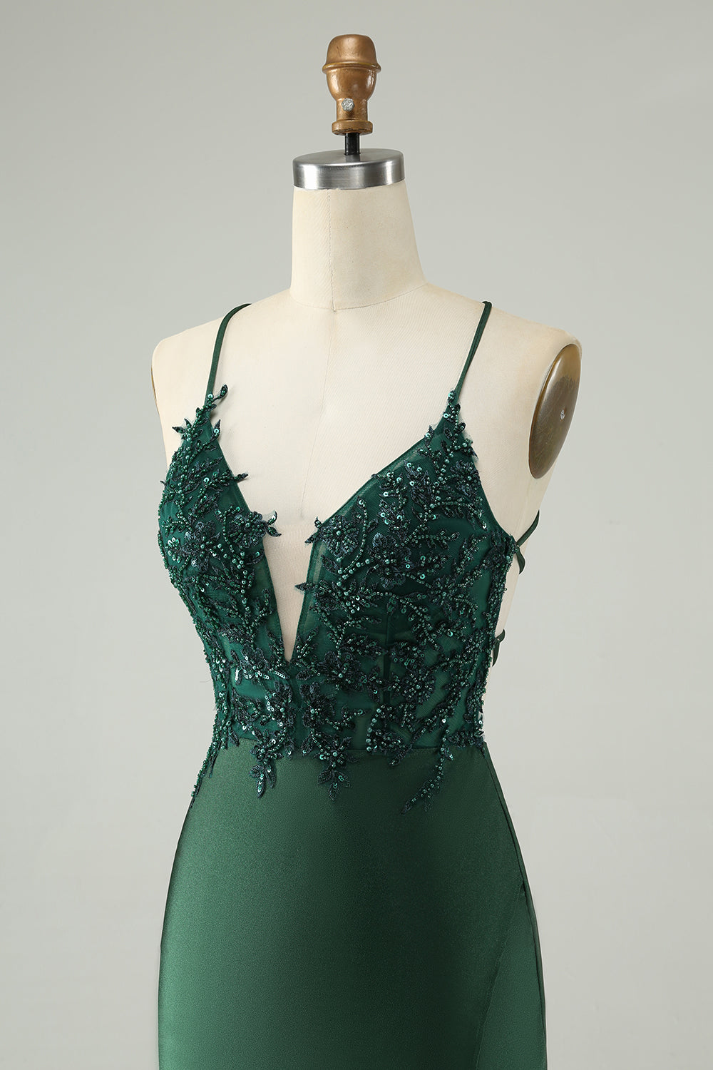 Luolandi Glitter Dark Green Tight V Neck Beaded Homecoming Dress Sexy Party Dress