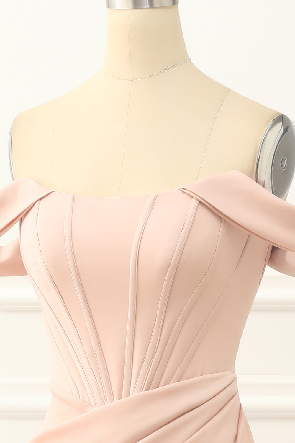 Luolandi Blush Off The Shoulder Mermaid Prom Dress With Slit Sexy Evening Dress