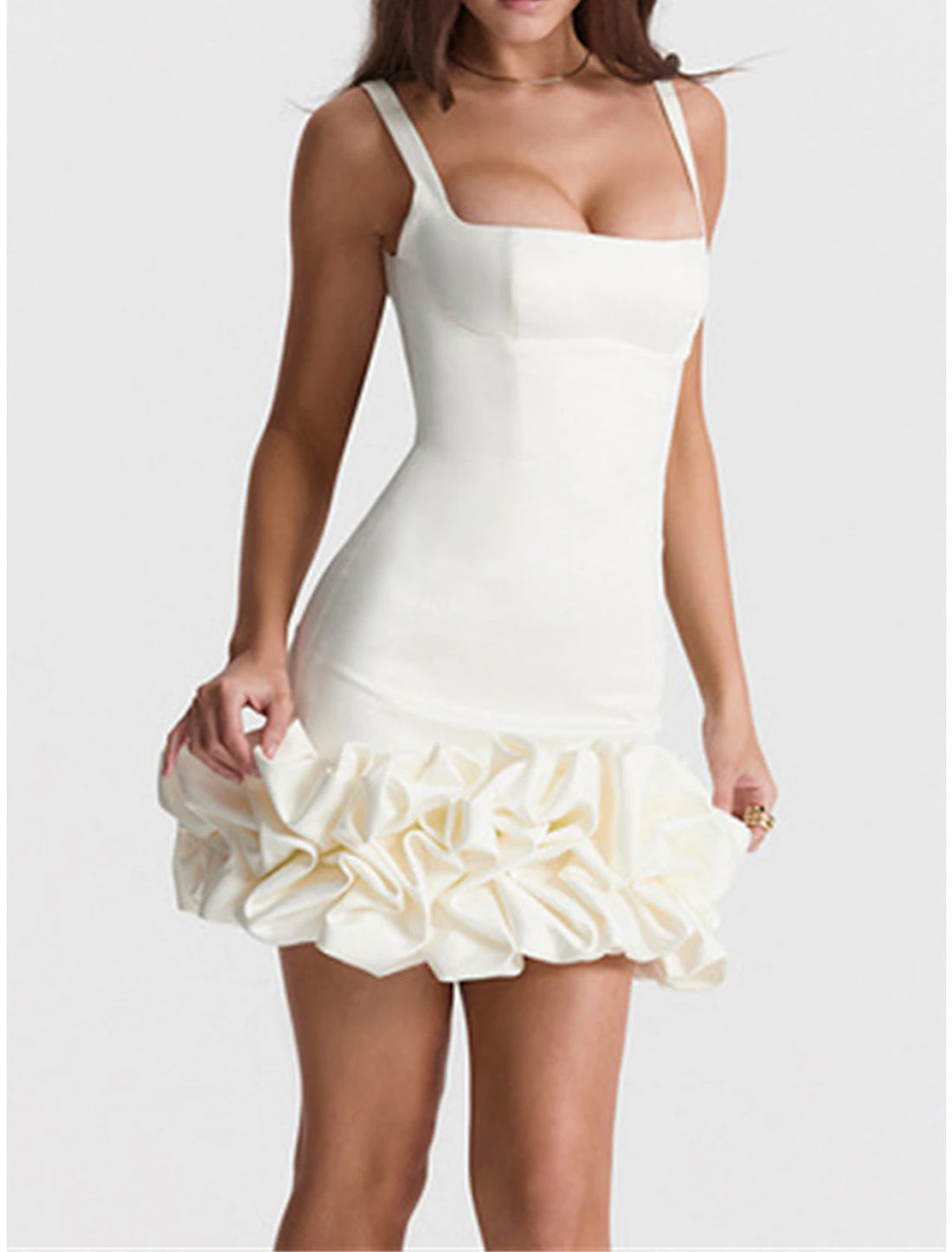 Luolandi Little Black Dress Sexy Dress Party Dress Homecoming Dress Mini Dress Sleeveless Ruffle Fall Autumn Spaghetti Strap Fashion Vacation