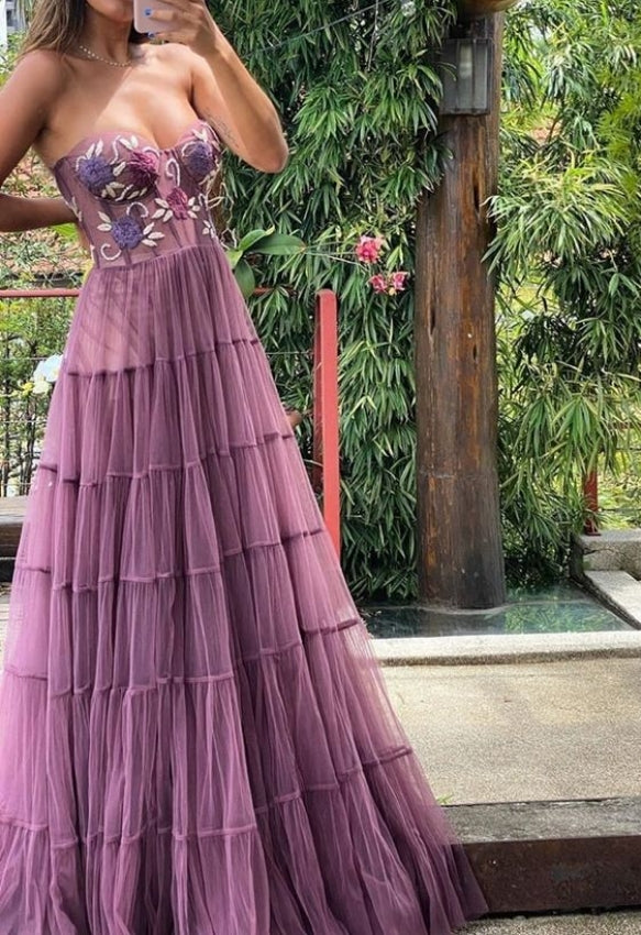 Luolandi Gorgeous A Line Off Shoulder Lace Long Prom Dress Charming Evening Party Dress