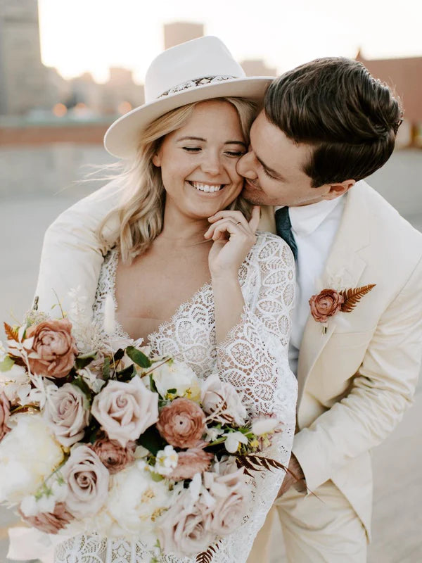 Luolandi Mermaid Wedding Dresses Long Sleeves Lace Long Bridal Gowns Elegant