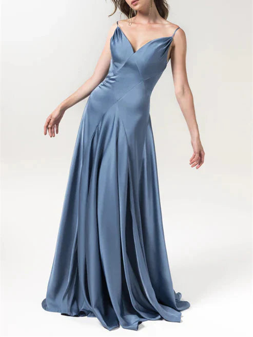 Luolandi A-Line Spaghetti Straps Floor-Length Bridesmaid Dresses Wedding Guest Dresses Party Dress